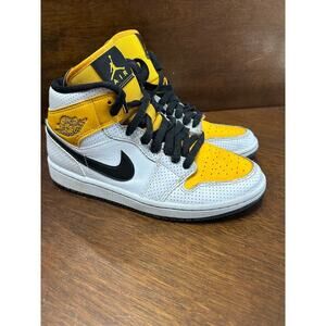 Nike Air Jordan 1 Mid Perforated White University Gold Sneaker Women 9 Colorful